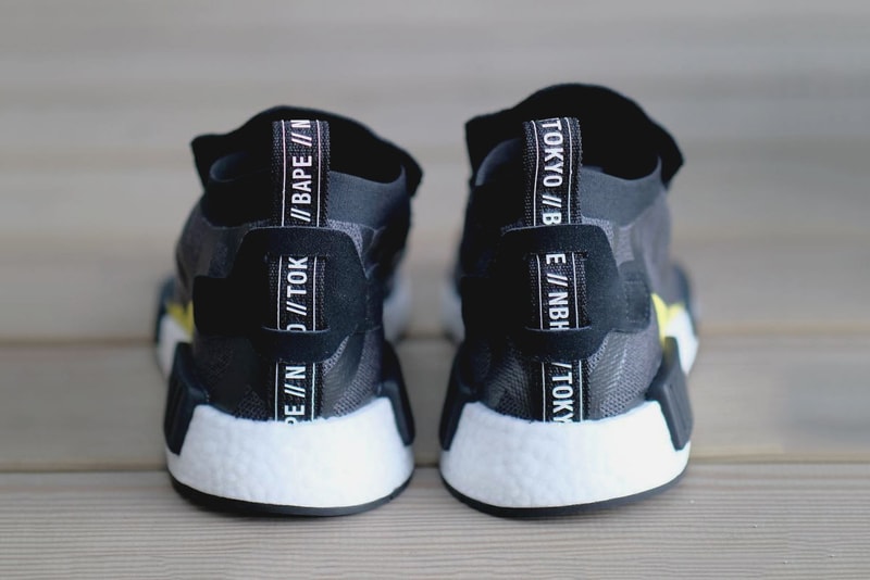 BAPE NEIGHBORHOOD adidas NMD TS1 First Look Black Grey Volt