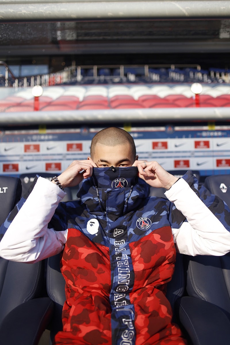BAPE x PSG 2018 Collab Full Look Closer Look Lookbook Collaborative Collaboration Brand Streetwear Football Soccer Team Paris Saint-Germain F.C. A Bathing Ape