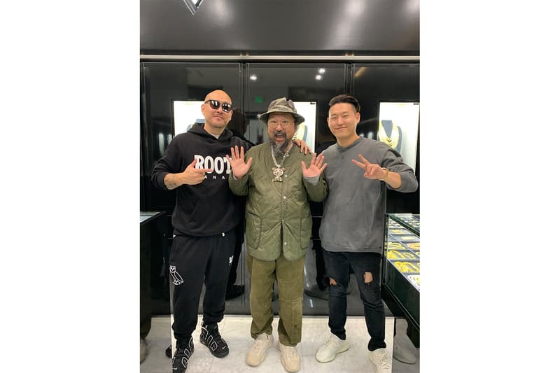 Ben Baller x Takashi Murakami J.Balvin Diamond Chain super flat japan art anime MR. painting sculptures music LA Luxury ice bling bling drip sparkle gold 18k flashy 