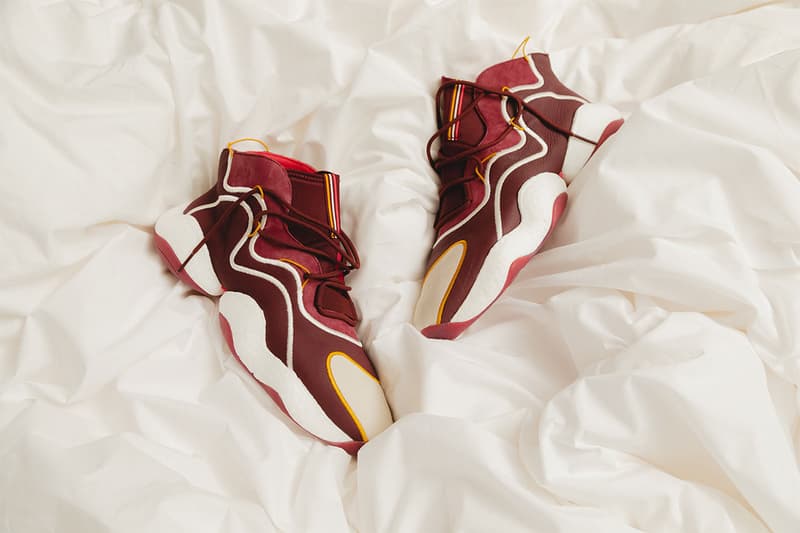 adidas originals eric emanuel crazy byw rivalry hi 2018 december footwear tearaway track pants jersey tshirt tee top long sleeve shirt hoodie sneakers maroon gold yellow white off cream burgundy