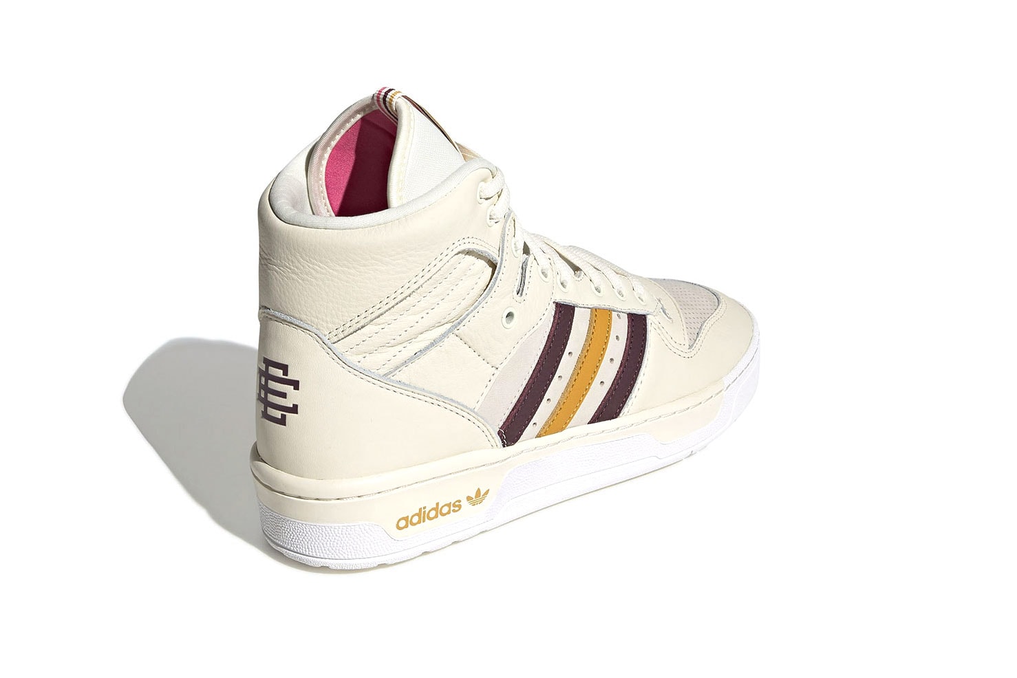 eric emanuel x adidas Rivalry Hi "Crystal White/Bold Gold" Release Date info price colorway sneaker december 2018 Color: Crystal White/Night Red/Real Pink/Bold Gold Style Code: G25836