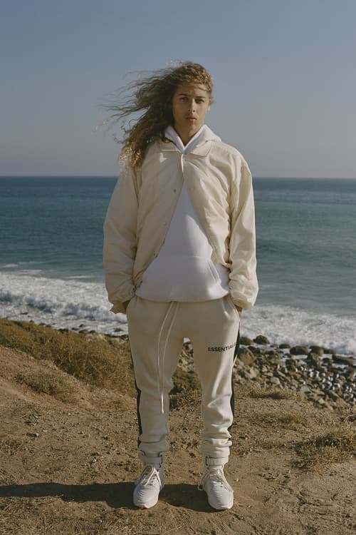 FEAR OF GOD ESSENTIALS CALIFORNIA WINTER 2019 collection CAMPAIGN fw18 fall winter 2018 converse chuck taylor capsule t shirt denim jean jacket grey gray hoodie sweatshirt sweatpants black tees shaniqwa jarvis jerry lorenzo