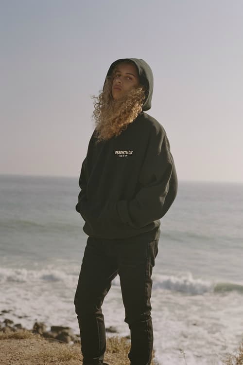 FEAR OF GOD ESSENTIALS CALIFORNIA WINTER 2019 collection CAMPAIGN fw18 fall winter 2018 converse chuck taylor capsule t shirt denim jean jacket grey gray hoodie sweatshirt sweatpants black tees shaniqwa jarvis jerry lorenzo