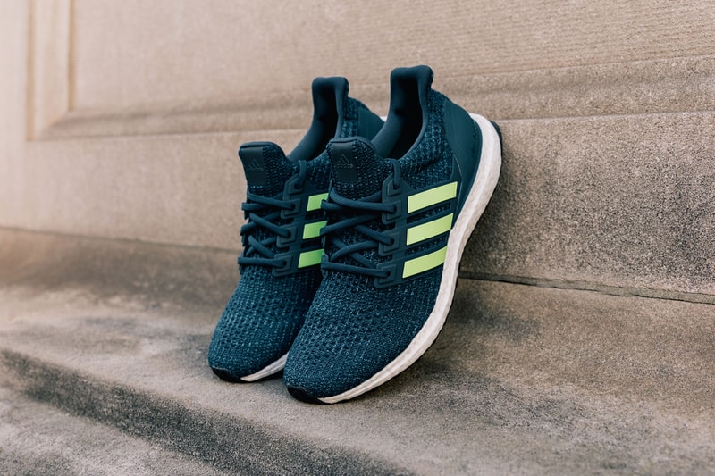 Finish Line x adidas UltraBOOST "Blue Shock" green volt running boost runner pureboost sneaker black white 