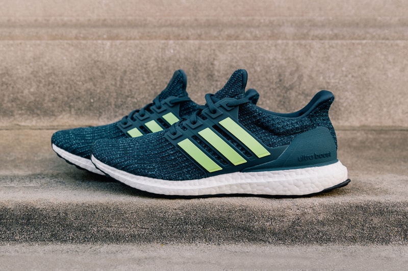 Finish Line x adidas UltraBOOST "Blue Shock" green volt running boost runner pureboost sneaker black white 
