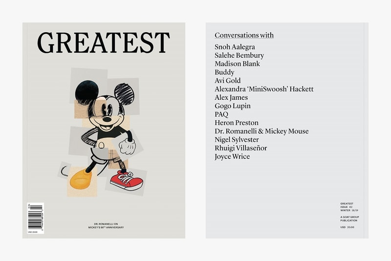 goat greatest magazine issue 2 2018 november fall winter second dr romanelli mickey mouse snoh aalegra interview interviews heron preston nigel sylvester paq salehe bembury