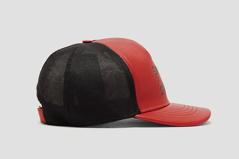 Gucci Logo Print Leather Trucker Hat 