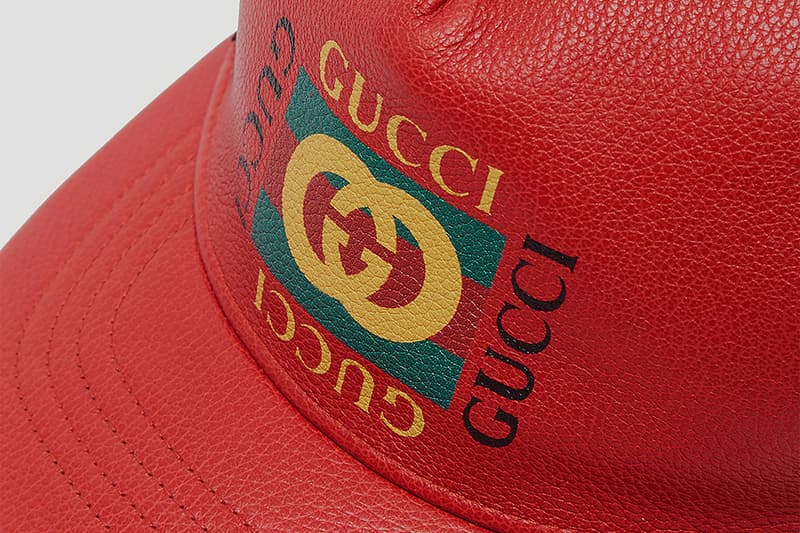 Gucci Logo Print Leather Trucker Hat 