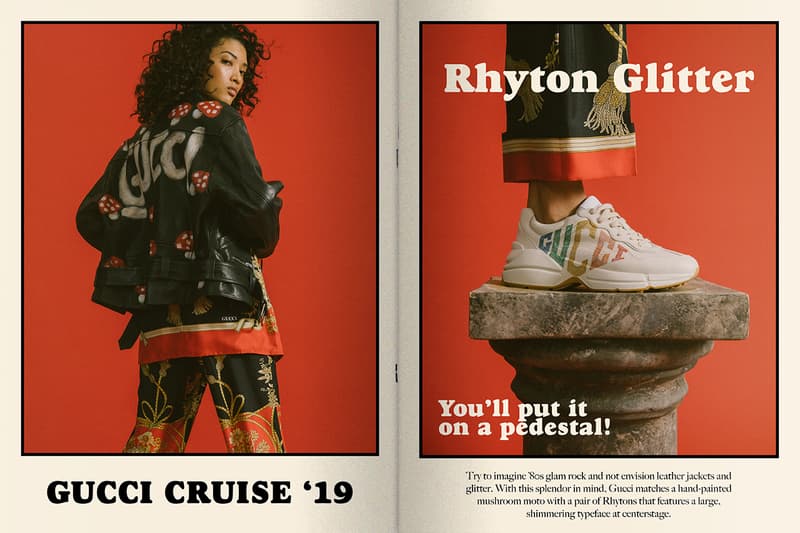 Gucci Flashtrek and Rhyton, Cruise 2019 mouth print distressed chunky web print Grey Reflective leather 70s inspired glam rock