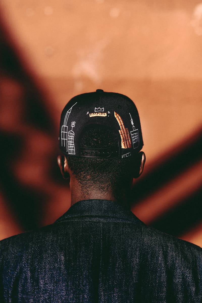 Jean-Michel Basquiat x New Era Collab Lookbook collaboration new york city art purple black pin stripes knicks yankees mlb nba empire tuxedo paintings art drawings