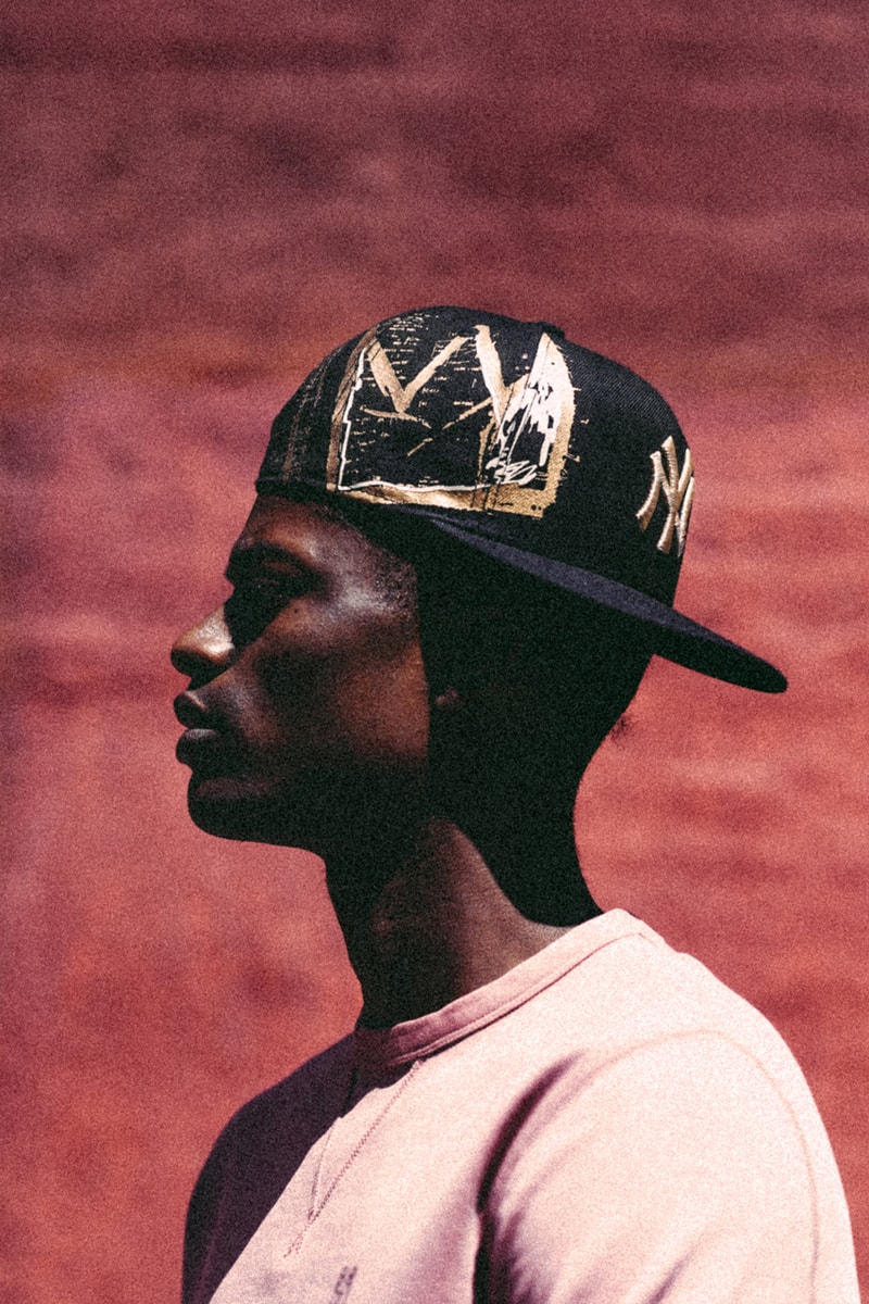 Jean-Michel Basquiat x New Era Collab Lookbook collaboration new york city art purple black pin stripes knicks yankees mlb nba empire tuxedo paintings art drawings