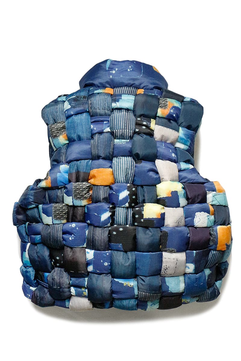 Kapital 180 the store vest november 30 2018 release drop info buy RipStop Nylon Down Burger-Keel Vest BORO Print compressed wool scarf