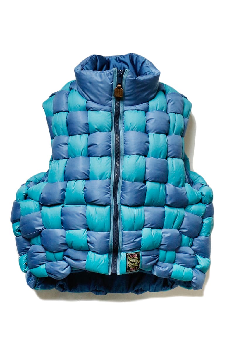 Kapital 180 the store vest november 30 2018 release drop info buy RipStop Nylon Down Burger-Keel Vest BORO Print compressed wool scarf