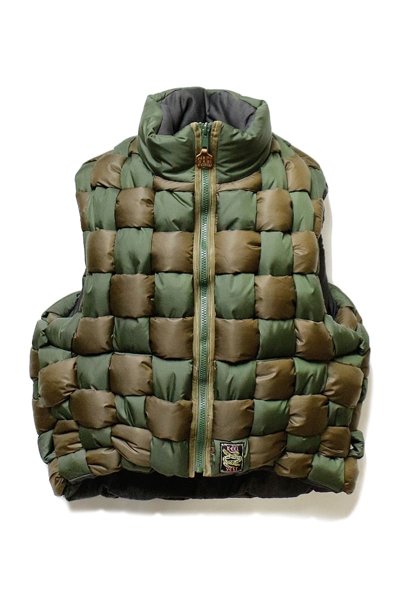 Kapital 180 the store vest november 30 2018 release drop info buy RipStop Nylon Down Burger-Keel Vest BORO Print compressed wool scarf