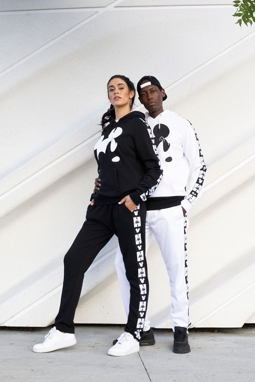 disney kappa fall winter 2018 fw18 collection collab collaboration mickey mouse anniversary sweats pants hoodies sweatshirt black white tracksuit grey gray 90 year