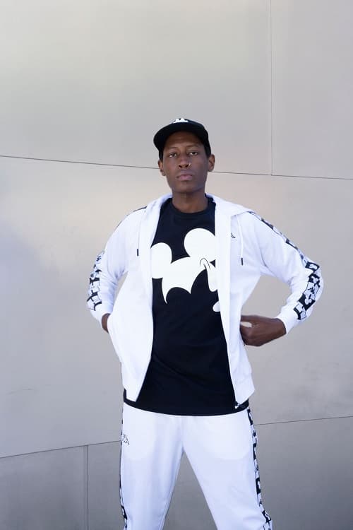 disney kappa fall winter 2018 fw18 collection collab collaboration mickey mouse anniversary sweats pants hoodies sweatshirt black white tracksuit grey gray 90 year