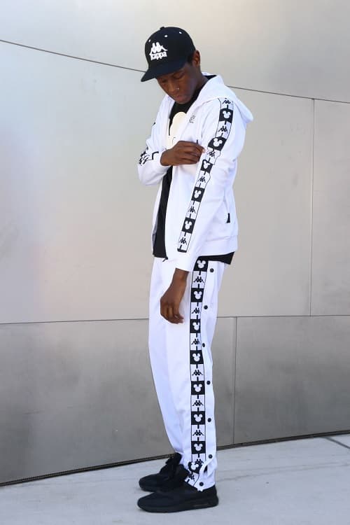 disney kappa fall winter 2018 fw18 collection collab collaboration mickey mouse anniversary sweats pants hoodies sweatshirt black white tracksuit grey gray 90 year