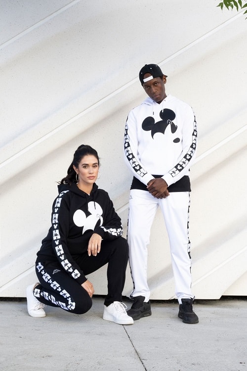 disney kappa fall winter 2018 fw18 collection collab collaboration mickey mouse anniversary sweats pants hoodies sweatshirt black white tracksuit grey gray 90 year