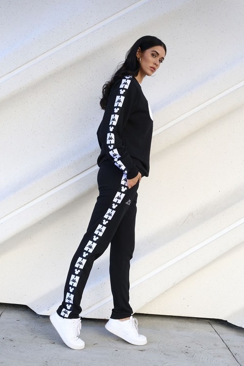 disney kappa fall winter 2018 fw18 collection collab collaboration mickey mouse anniversary sweats pants hoodies sweatshirt black white tracksuit grey gray 90 year