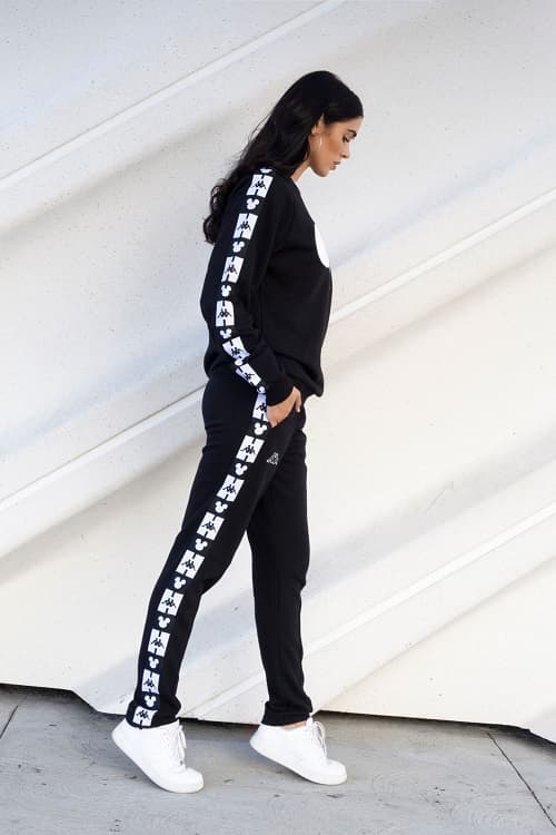 disney kappa fall winter 2018 fw18 collection collab collaboration mickey mouse anniversary sweats pants hoodies sweatshirt black white tracksuit grey gray 90 year