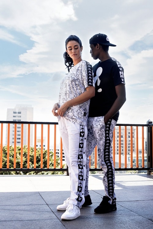 disney kappa fall winter 2018 fw18 collection collab collaboration mickey mouse anniversary sweats pants hoodies sweatshirt black white tracksuit grey gray 90 year