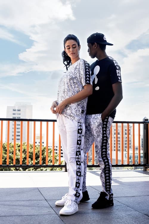 disney kappa fall winter 2018 fw18 collection collab collaboration mickey mouse anniversary sweats pants hoodies sweatshirt black white tracksuit grey gray 90 year