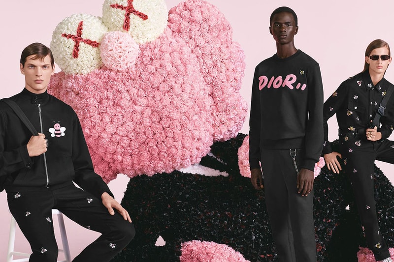 dior menswear kim jones kaws bee collaboration capsule collection release date black sweater hoodie jacket pullover print shirt tee embroidery all over pants set eye wear sun glasses shoulder strap bag