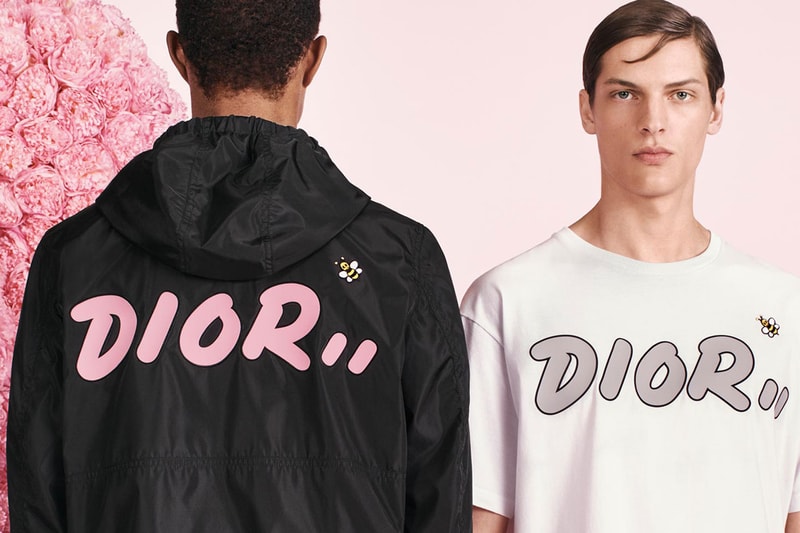dior menswear kim jones kaws bee collaboration capsule collection release date track jacket logo print front back black white crew neck