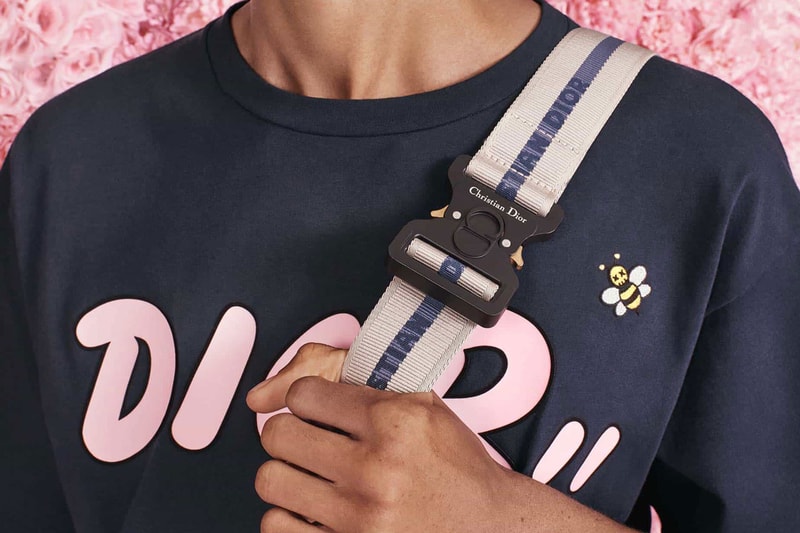 dior menswear kim jones kaws bee collaboration capsule collection release date sweater long sleeve logo shirt black dark navy embroidery logo strap shoulder bag alyx buckle rollercoaster