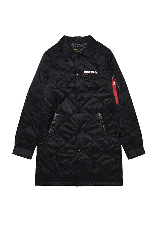 kinfolk alpha industries t shirt tee black graphic jacket jackets outerwear collab fall winter 2018 november fw18 winter black liner buy info details price