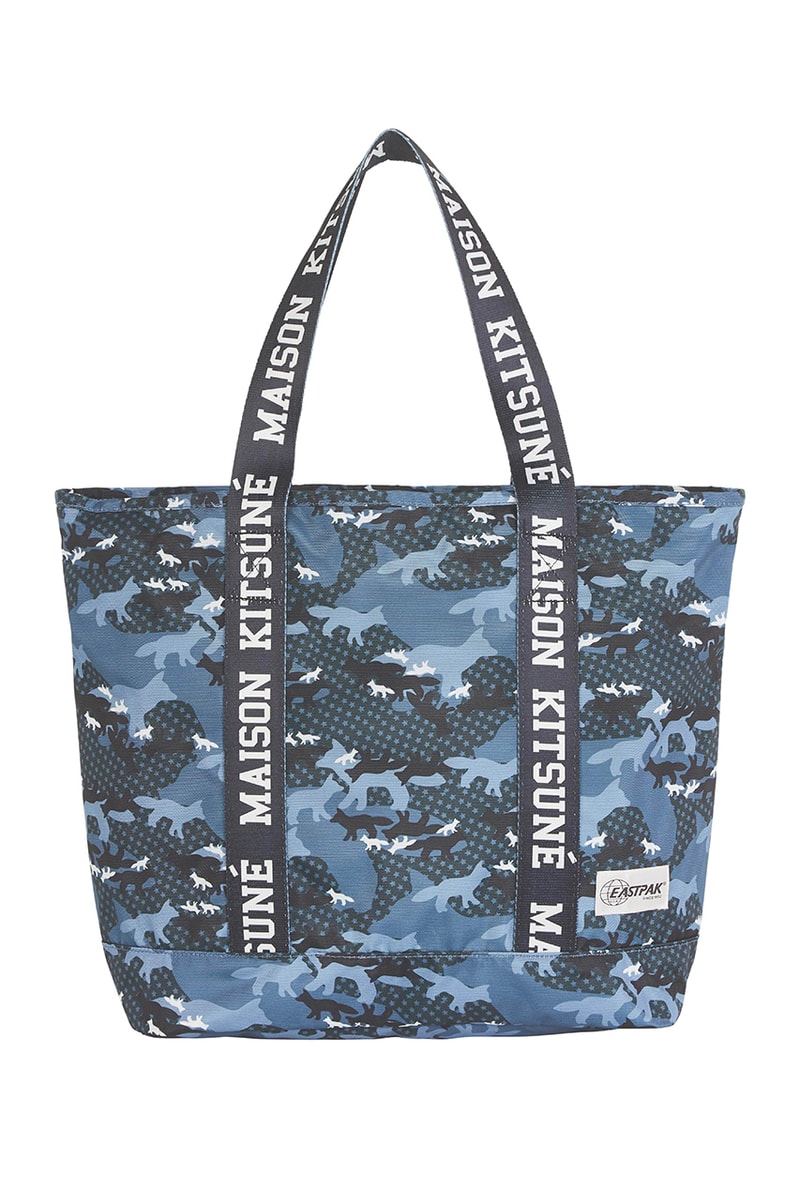 maison Kitsuné kitsune eastpak desert fox camouflage print pattern collab bags drop release date collection backpack tote pouch duffel november 26 2018 december 1