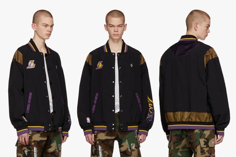 Marcelo Burlon County Of Milan NBA Edition Lakers Jacket black yellow purple varsity Release info Date Los Angeles