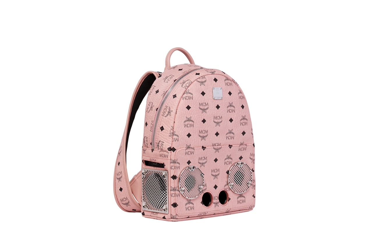 MCM & Wizpak 2018 Holiday Collection backpacks accessories grey red black soft pink champagne cognac studs Stark Visetos 