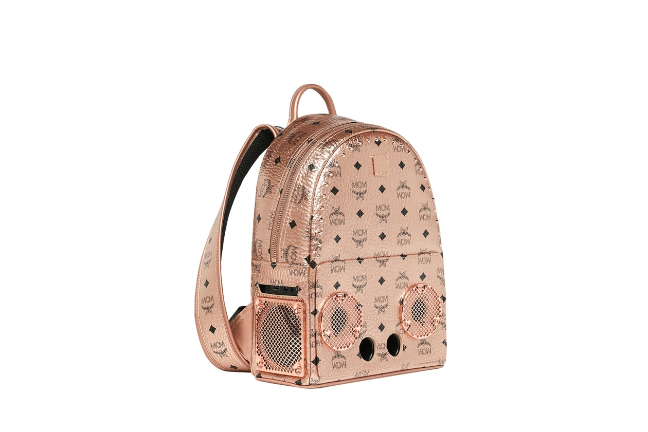 MCM & Wizpak 2018 Holiday Collection backpacks accessories grey red black soft pink champagne cognac studs Stark Visetos 