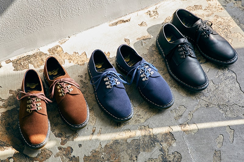 nanamica Dr. Martens Plymouth MIE Officer release black suede upper navy brown