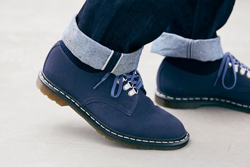 dr martens blue suede shoes