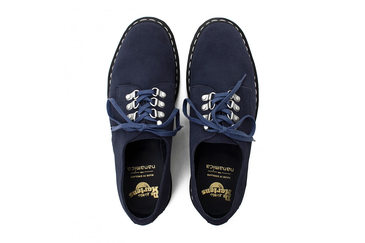 nanamica Dr. Martens Plymouth MIE Officer release black suede upper navy brown