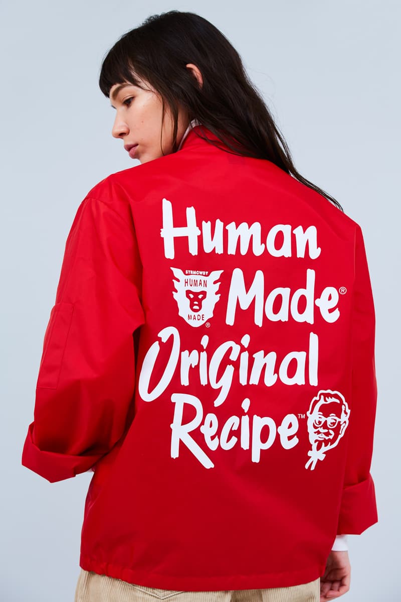 A Closer Look at Nigo's Human Made x KFC Collab kentucky fried chicken the colonel red white black hoodie jacket t-shirt cap tote