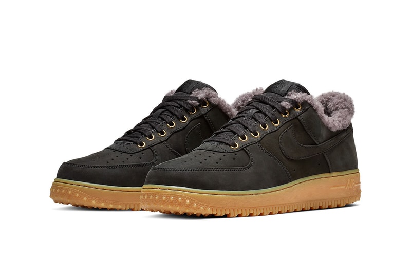 Nike Air Force 1 Low Premium Winter Release Info Date Black Thunder Blue Gum Light Brown colorway sneaker