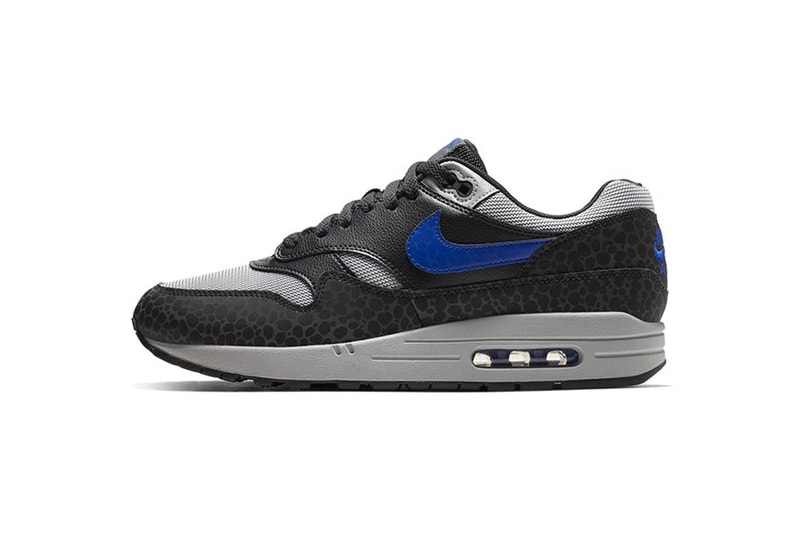 Nike Air Max 1 Black/Blue Safari Print release date sneaker colorway info 