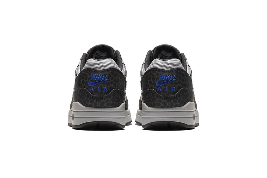 Nike Air Max 1 Black/Blue Safari Print release date sneaker colorway info 