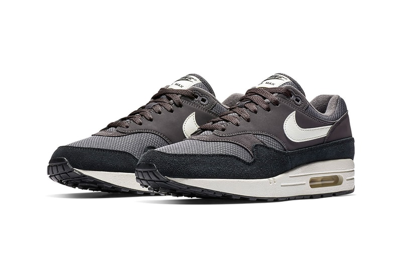 Nike Air Max 1 "Thunder Grey" release date info price colorway suede mesh sneaker size purchase online sail black official imagery