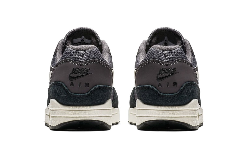 Nike Air Max 1 "Thunder Grey" release date info price colorway suede mesh sneaker size purchase online sail black official imagery