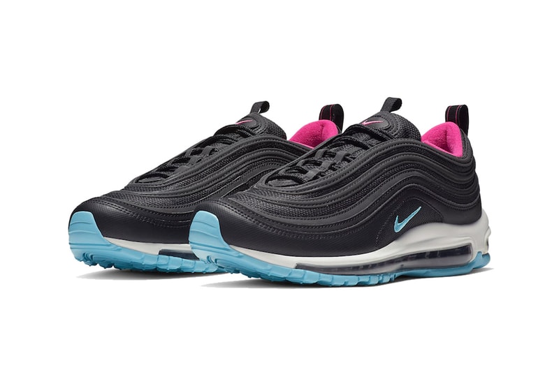 nike air max 97 miami vice black white laser fuchsia blue gale 2018 nike sportswear footwear