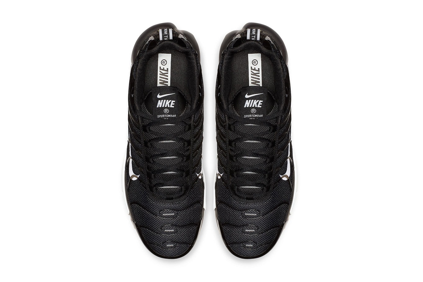 Nike Air Max Plus "Overbranded" Double Swoosh black white colorway sneaker series pack logo price info release date