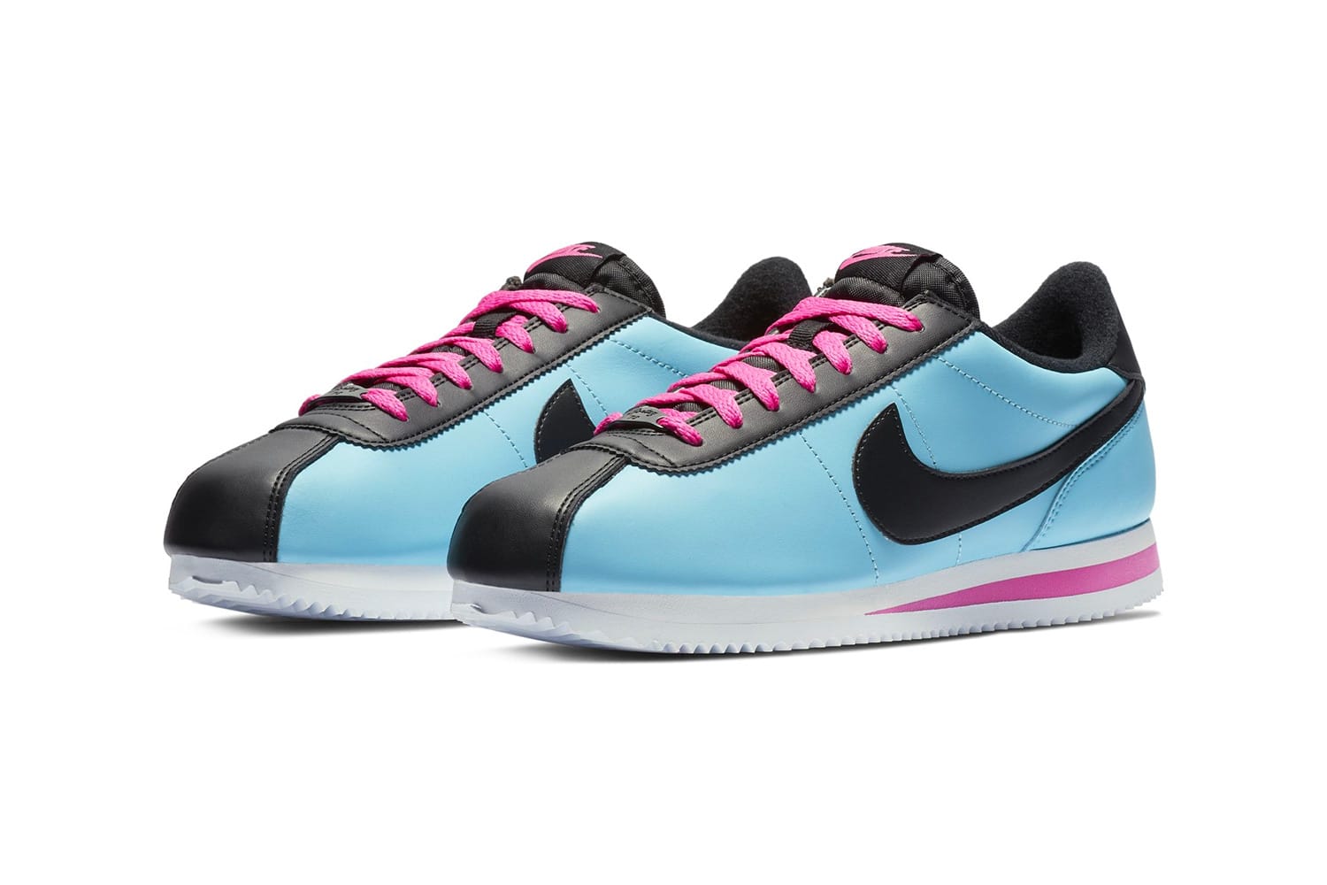 nike cortez blue and pink