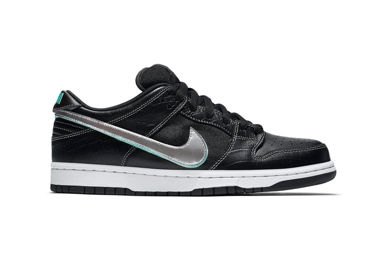 Nike SB Dunk Low Diamond Supply Pack StockX black canary white tiffany blue velcro leather crocodile skateboarding kicks