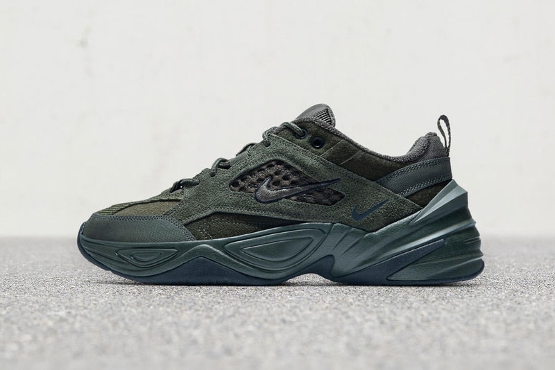 nike m2k tekno corduroy textured rubber release date 2018 december dark grey olive obsidian wheat  tan brown monarch