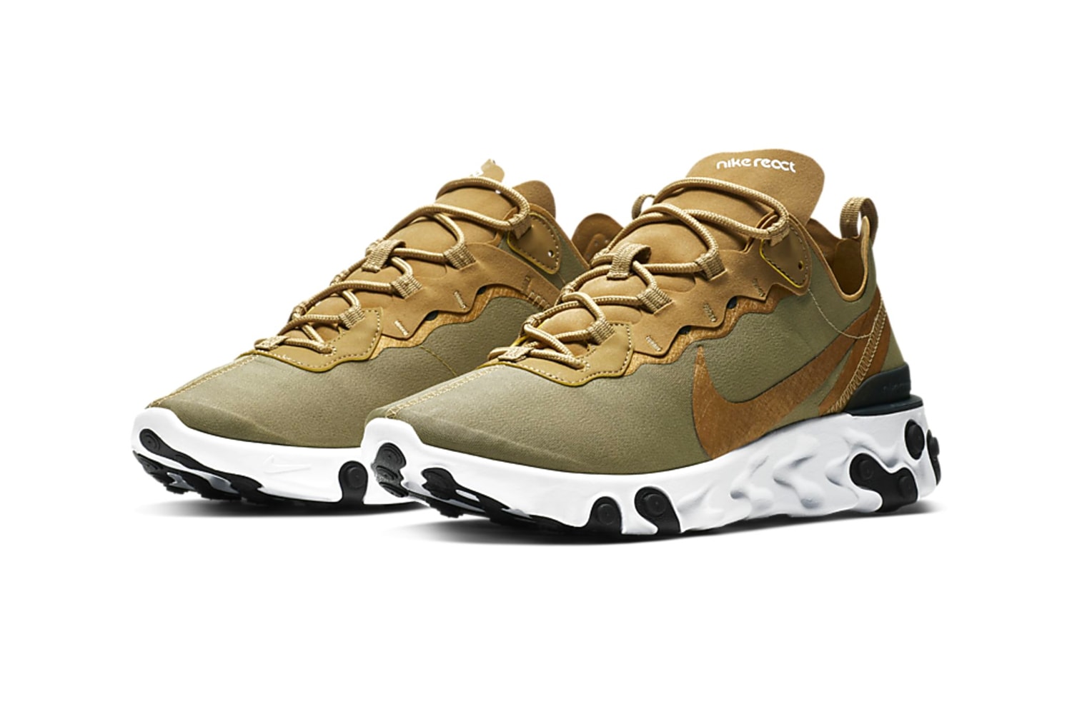 Nike React Element 55 "Metallic Gold" "Metallic Silver" Release Info price date sneaker colorway tan olive brown purchase buy online