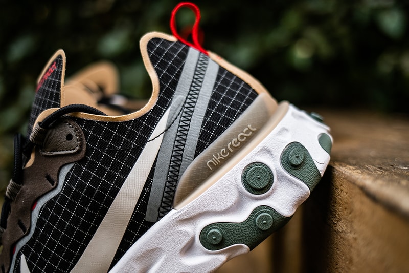 size? Exclusive x Nike React Element 55 Closer First Look Sneakers Shoes Trainers Kicks Cop Purchase Buy Available Now Online In-Store Details Detailed escape pack grid